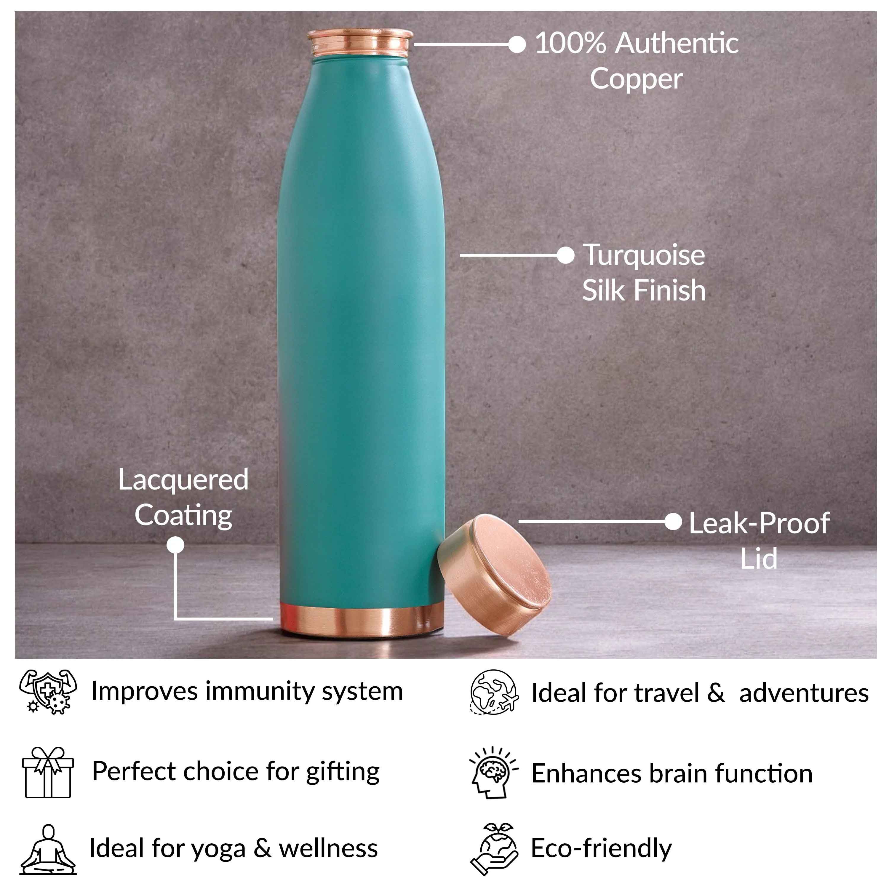 Personalized copper silk finish water bottle green - 900 ML 156